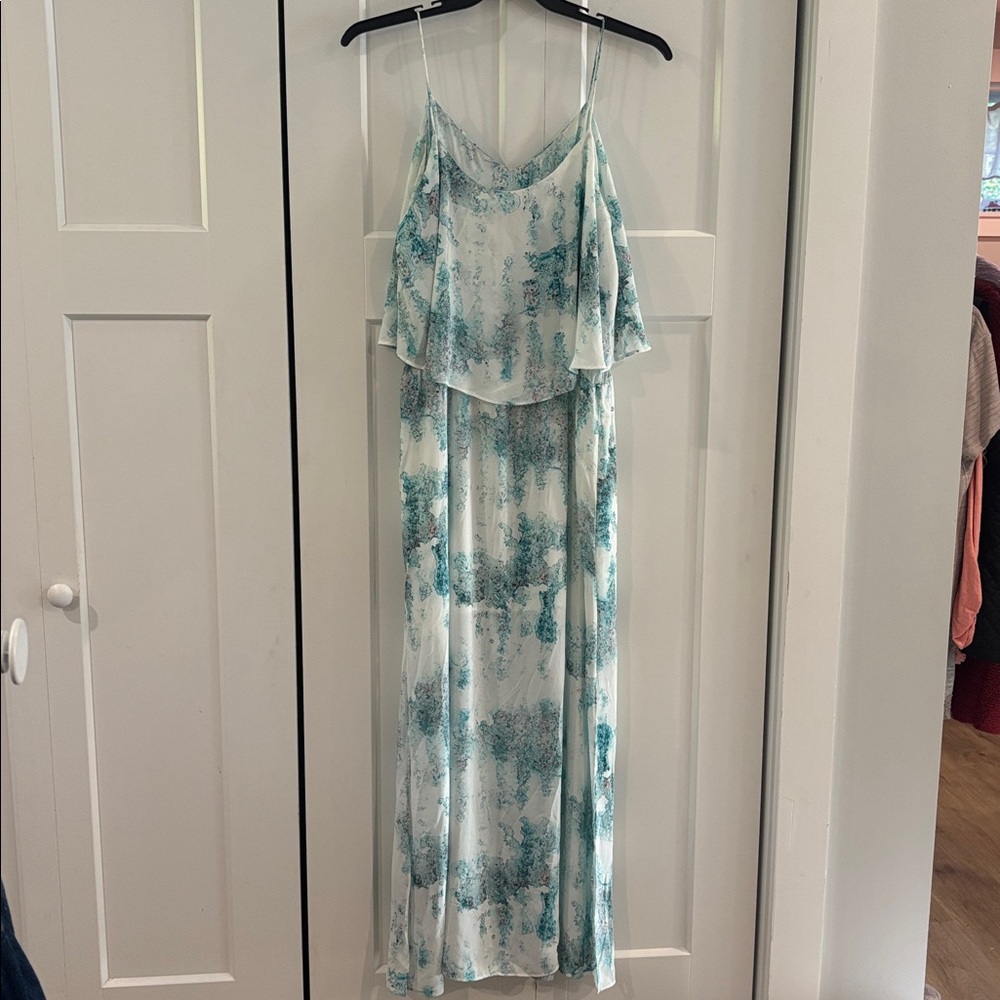 Maxi Dress blue/white with spaghetti straps 
Lined to knee
EUC - Picture 5 of 7
